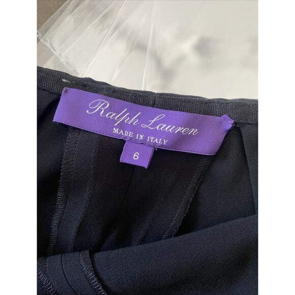 Ralph Lauren Purple Label Womens 6 Black Straight Leg Silk Pants Made in Italy - Picture 4 of 7
